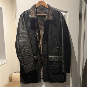 Danier Black Leather Jacket with Brown Lining